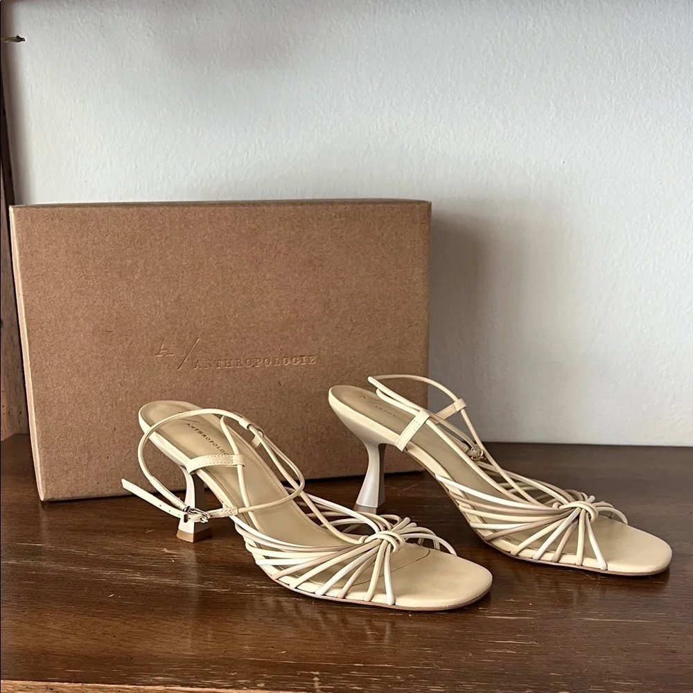 Anthropologie Cream Strappy Heels